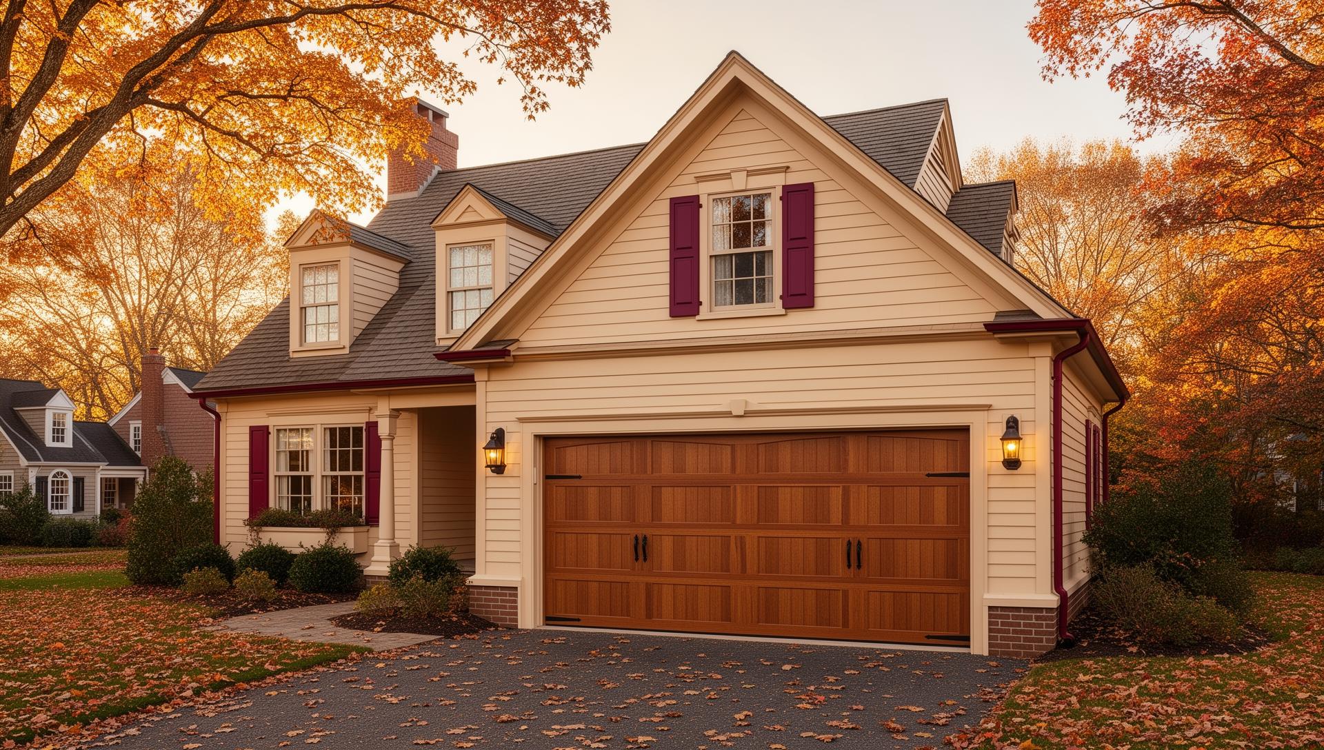 Beautiful carriage-style garage door on New England home
